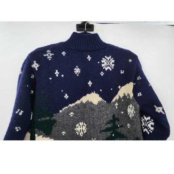 Lauren Ralph Lauren Hand Knitt Winter 100% Wool 2 Sided Holiday Fall Winter - Picture 6 of 9